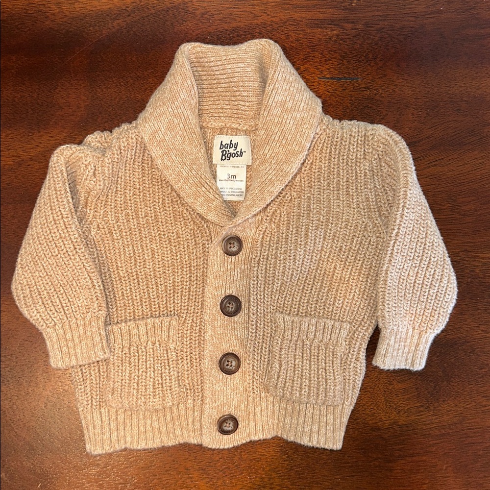Tan Knit Baby Cardigan Sweater